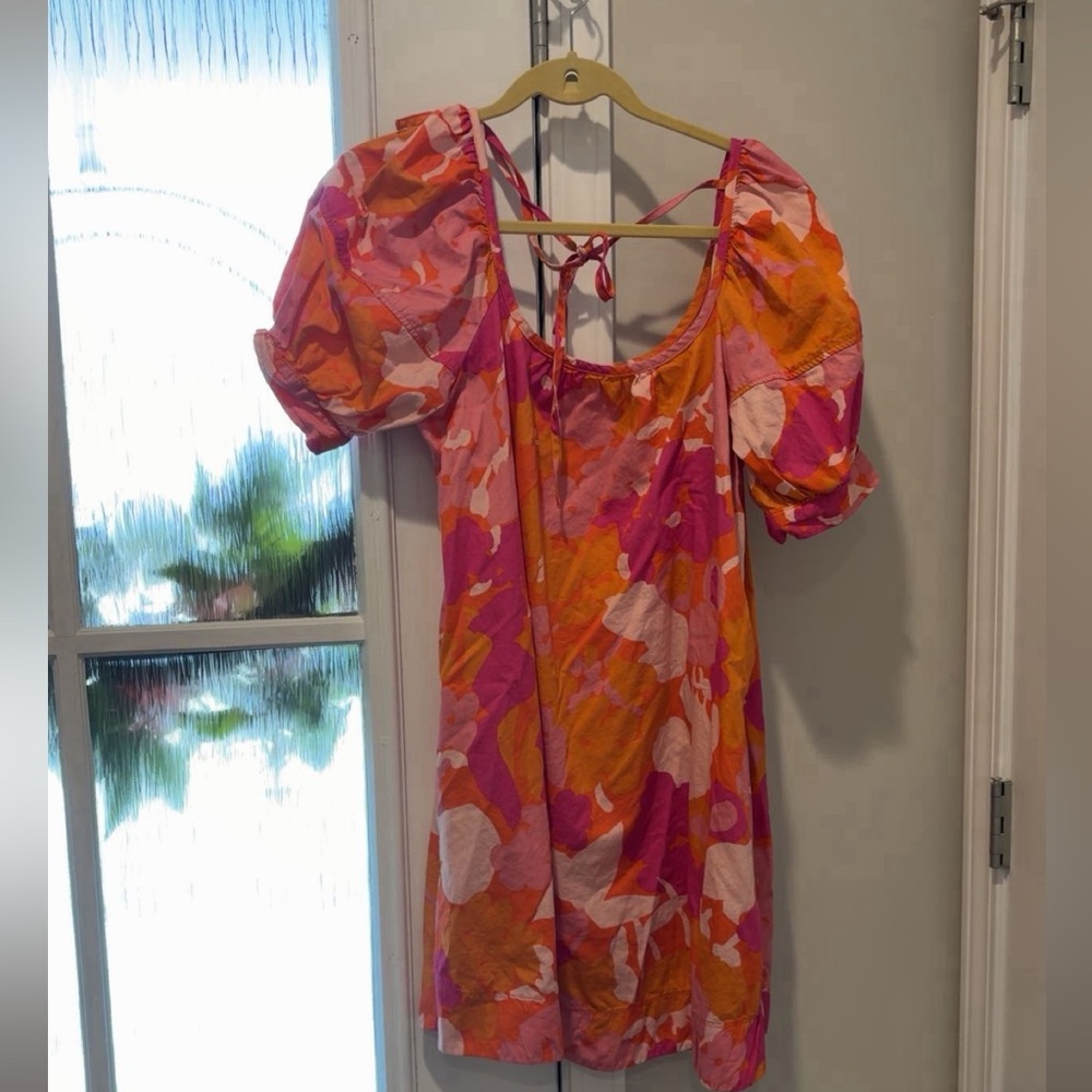 Vibrant Pink and Orange Midi Dress